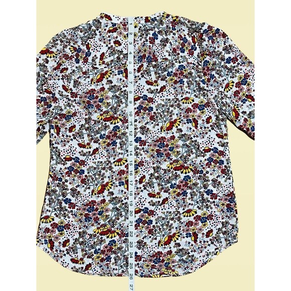 Talbots Floral Print Key Hole Neck With Ties Long Sleeve Blouse Women’s XS - Picture 9 of 12